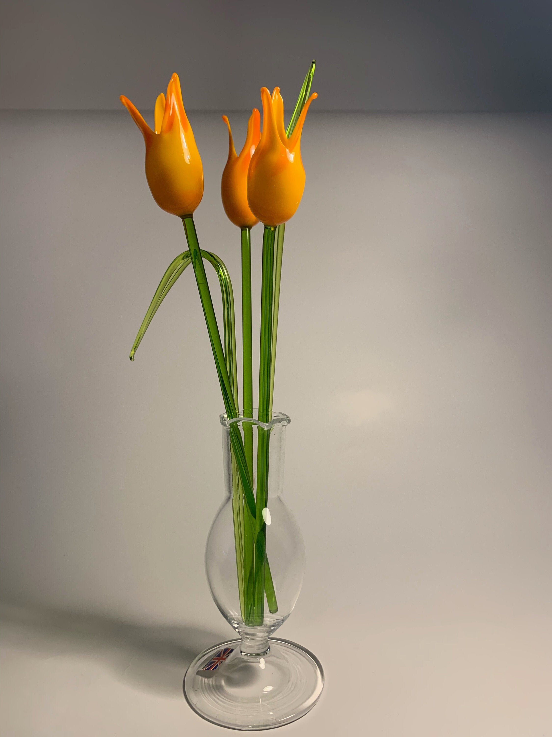 Hand Made Glass Tulips Yellow Etsy