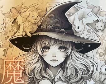 Witch's Coloring Book (Paperback)  - Japanese Coloring Book illustration