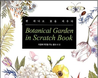 Botanical Garden Scratch art coloring book - Korean Scratch Art w/ Scratch Pen