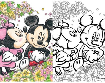 Adult Disney - Wonderful Postcards Japanese Coloring Book illustration