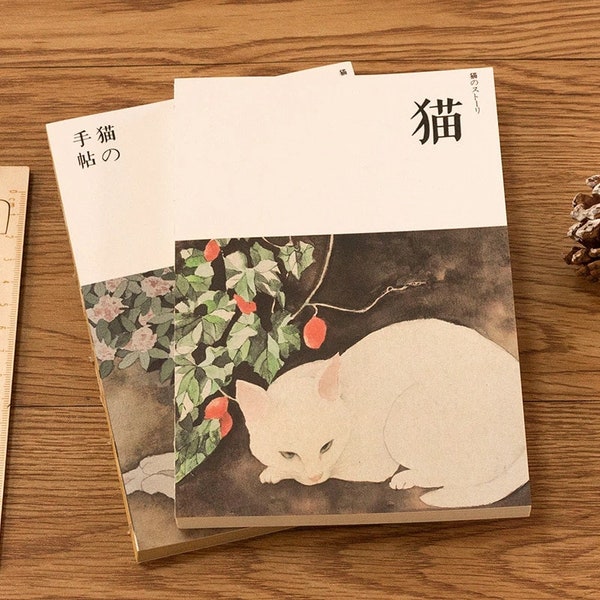 Section Sewn Bound Paper Notebook - Cat Notebook - Japanese Notebook