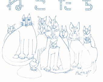 GATOS - Obra de arte japonesa / ilustración