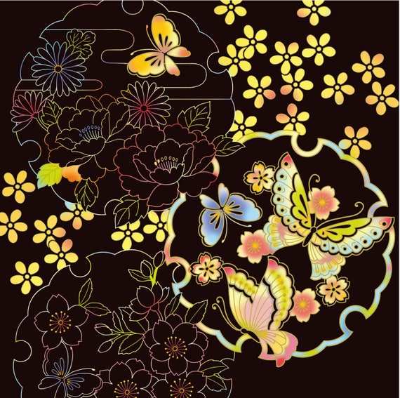 癒しのスクラッチアート 日本の花模様 - 日本のスクラッチアートブック