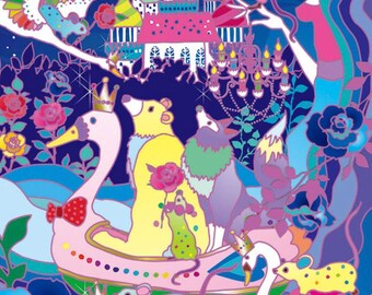 花と動物の楽園 by 堀口佳代 - スクラッチペンを使った大人のための