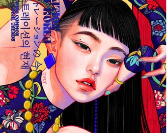 ILLUSTRATION Scène de Corée - Illustration de livre d'art japonais