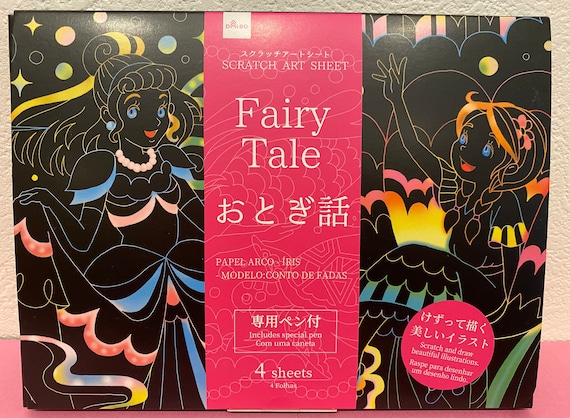 Japanese Scratch Art Kit fairy Tale 4 Designs With 