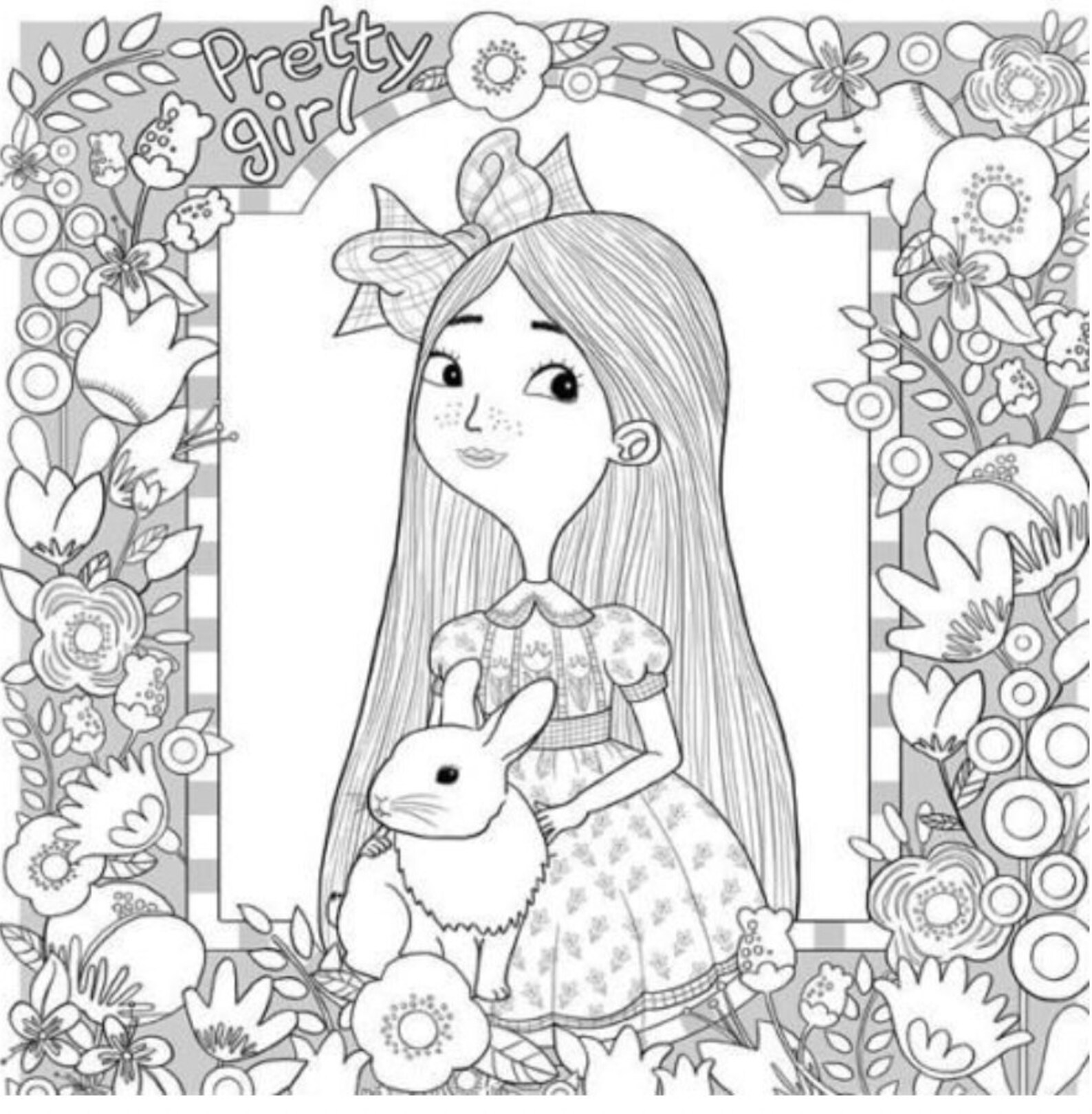 Rabbit Girl Coloring Book - Korean Coloring Book - Etsy