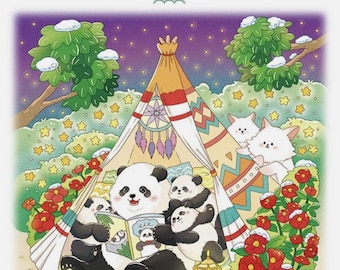 Panda Family's Four Seasons Coloring Book   Korean Coloring Book
