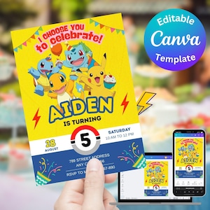 Editable Trending Birthday Invitation Printable Digital Canva Template for Kids Game Lovers