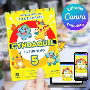 Editable Trending Birthday Invitation Printable Digital Canva Template for Kids Game Lovers