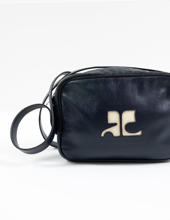 Courreges vintage leather bag / 1970's made in Fra