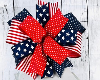 Patriottische lantaarnstrik, 4 juli-strik, Memorial Day-strik, rood-wit-blauwe strik, Stars and Stripes-strik, strijdkrachtenstrik, zomerstrik, kransstrik