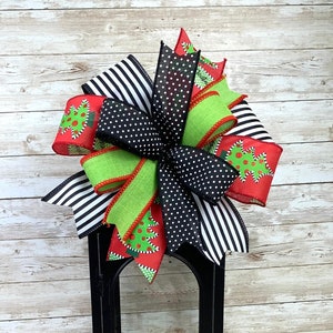 Christmas Lantern Bow, Christmas Tree Lantern Bow, Holiday Lantern, Green Holiday Bow, Polka Dot Bow , Christmas Wreath Bow, Winter Bow,