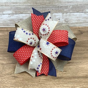 Patriotic Lantern Bow, 4th of July Bow, Memorial Day Bow, Red White & Blue Bow, Stars and Stripes Bow,Armed Forces Bow,Summer Bow,Wreath Bow