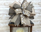 Fall Lantern Bow, Autumn Bow, Fall Wreath Bow, Cotton Boll Bow, Farmhouse Bow, Buffalo Check Bow, Every day Bow,Thanksgiving Bow,Gingham Bow