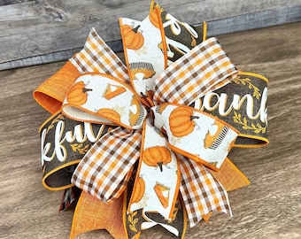 Fall Lantern Bow, Pumpkin Bow, Autumn Bow, Fall Wreath, Pumpkin Pie Bow, Thanksgiving bow, Harvest Bow,Farmhouse wreath,Wreath Embellishment