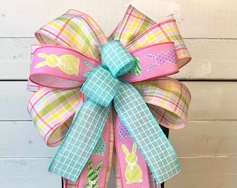 Easter Bow, Easter Bunny Bow, Spring Lantern Bow, Spring Wreath Bow, Easter Wreath, Front Door Wreath, Easter Decoration, Bunny Decoration
