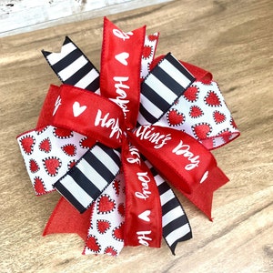 Valentine&#39;s Day Lantern Bow, Heart Wreath Bow, Winter Bow, Valentine&#39;s Day Decoration, Red and burlap Bow, Valentine&#39;s Gift, February Bow