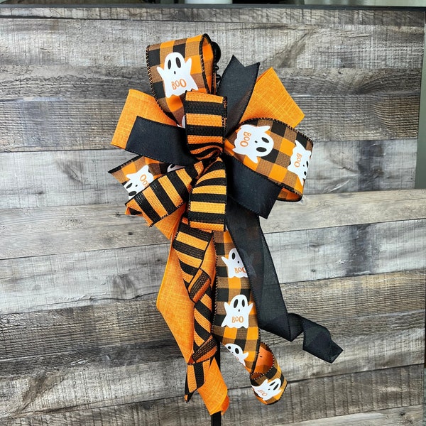 Halloween bow, Fall Bow, Wreath Embellishment, Orange and Black Bow, Door Hanger, Lantern Bow, Halloween Decoration, Fall Decoration, Wreath