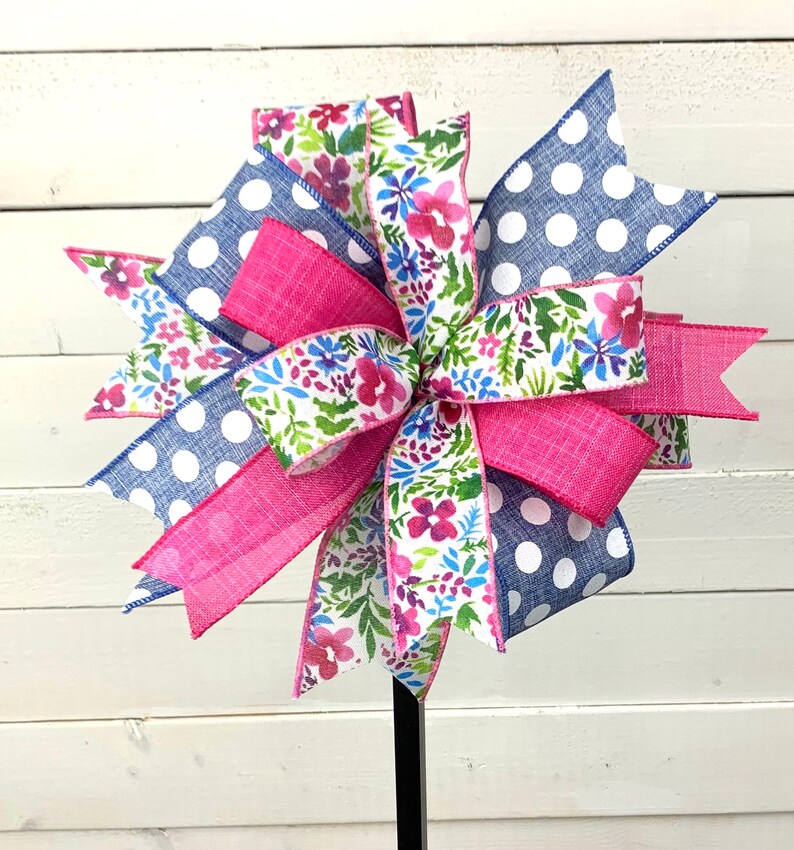 Pink Lantern Bow Flower Lantern Bow Easter Gift Bow Farmhouse Bow,Floral Bow,Spring Wreath Bow,Summer Bow Summer Bow Spring Lantern Bow