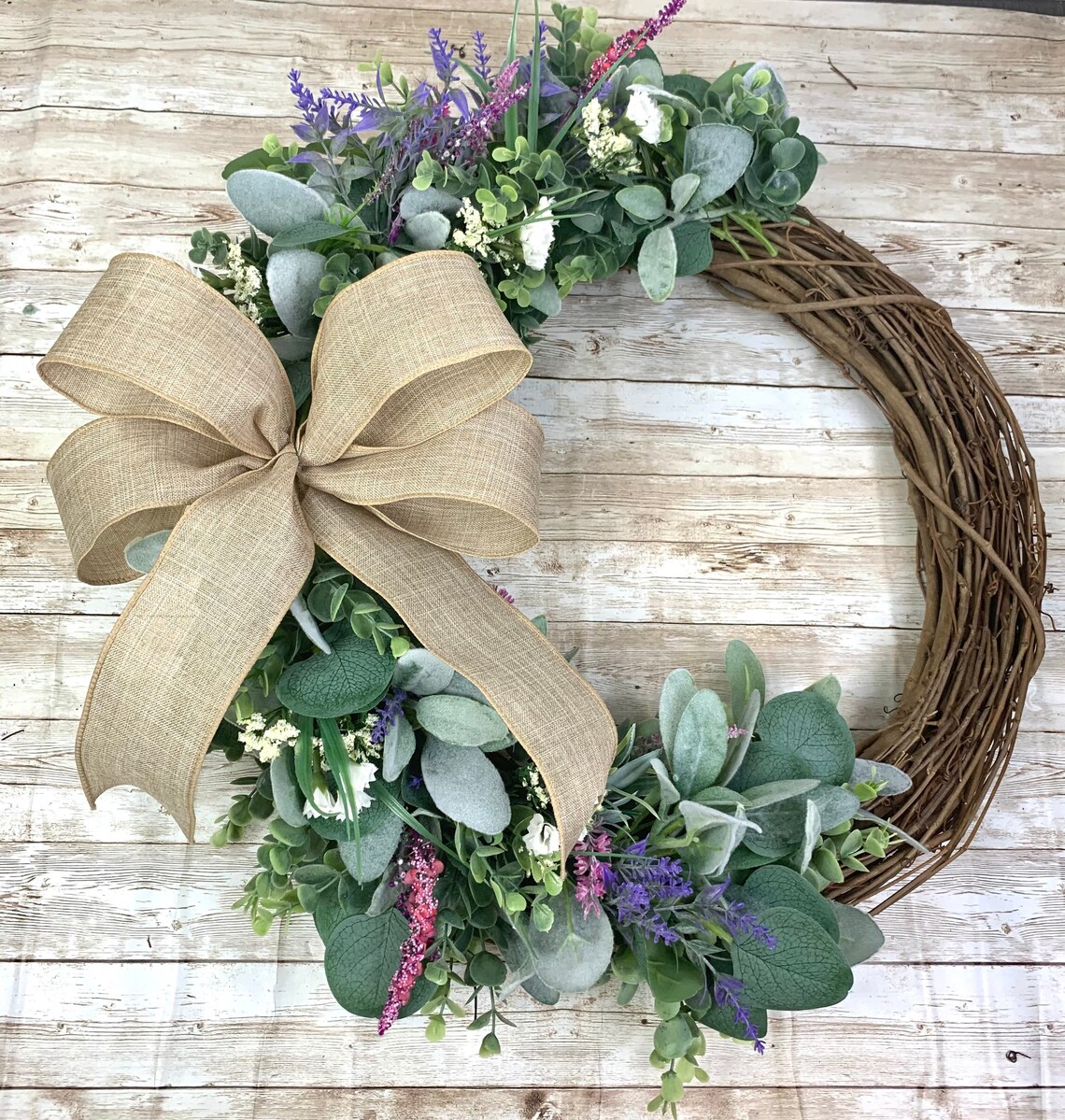 Lambs Ear Front Door Wreath Wildflower Wreath Lavender Etsy