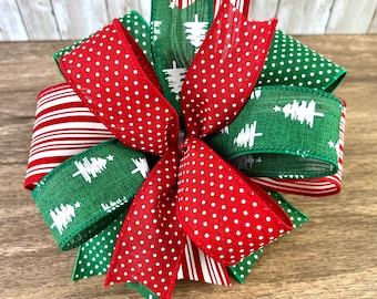 Christmas Lantern Bow, Plaid bow, Buffalo Check Bow, Green Holiday Bow, Red Bow , Christmas Wreath Bow, Winter Bow, Striped Bow, Farmhouse