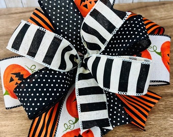 Halloween Lantern Bow, Fall Lantern Bow, Orange and Black Bow, Polka Dot Bow, Halloween Wreath Bow, Autumn Bow, Halloween Decoration, Purple