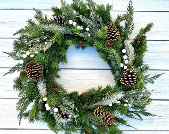 Christmas Front Door Wreath,Buffalo Check Wreath,Christmas Wreath,Farmhouse Wreath,Holiday Wreath,Indoor Christmas Wreath, Winter,