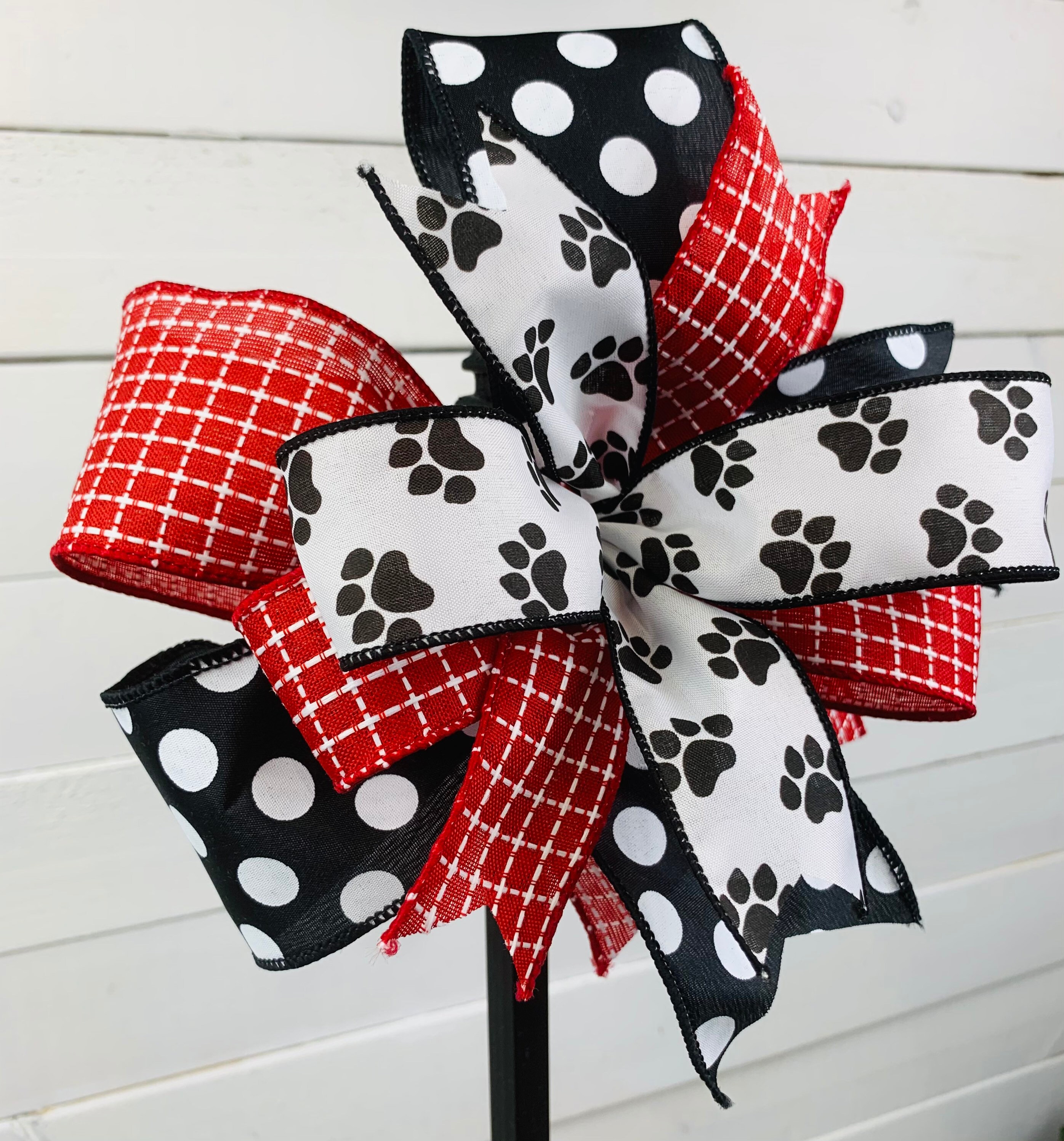 Pet lantern bow Paw print bow Dog Wreath Bow Farmhouse Bow Etsy