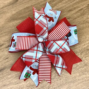 Holiday Bow Blue Plaid with Metallic Denim Blue Christmas Bow Wreath Bow Holiday Bow Blue Plaid with Metallic Denim Blue Christmas Bow Wreath Bow