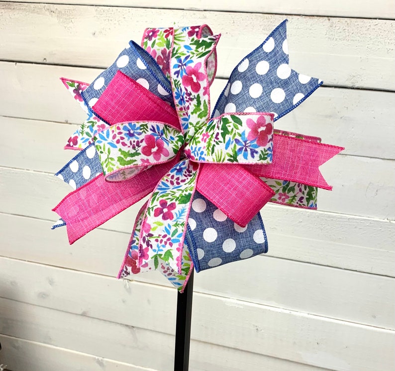 Pink Lantern Bow Flower Lantern Bow Easter Gift Bow Farmhouse Bow,Floral Bow,Spring Wreath Bow,Summer Bow Summer Bow Spring Lantern Bow