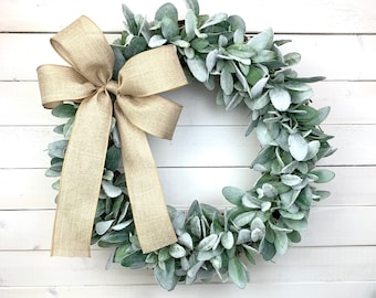 Lambs Ear Burlap Wreath, Farmhouse Wreath, Front Door Wreath, Every day Lambs Ear Wreath, All Season Wreath, Farmhouse Decoration, Indoor