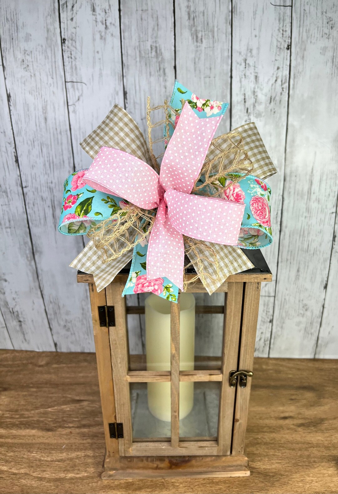 Spring Lantern Bow, Summer Bow, Floral Lantern Bow, Farmhouse Bow ...