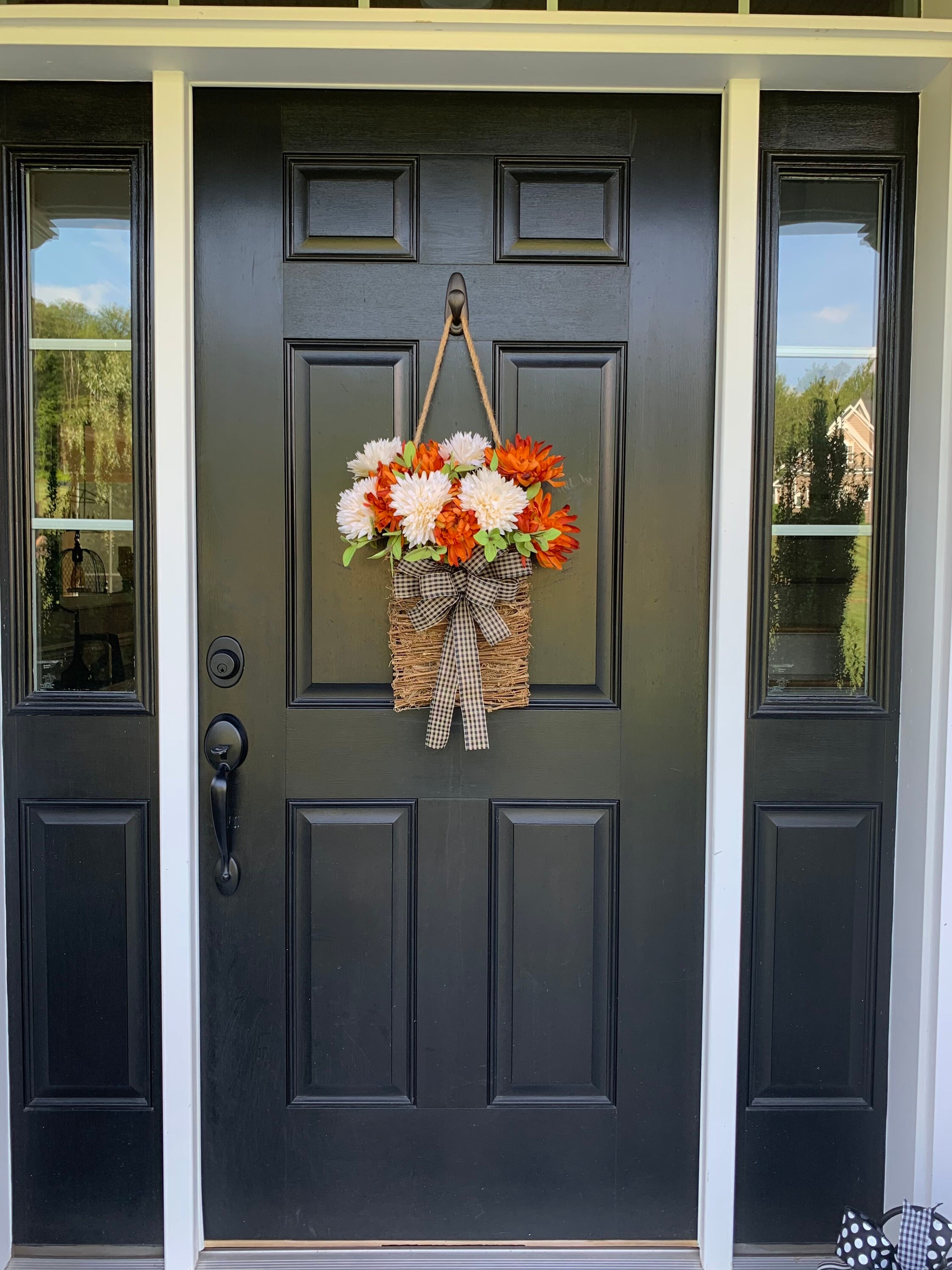 Front Door Flower Basket Fall Front Door Wreath Autumn Etsy