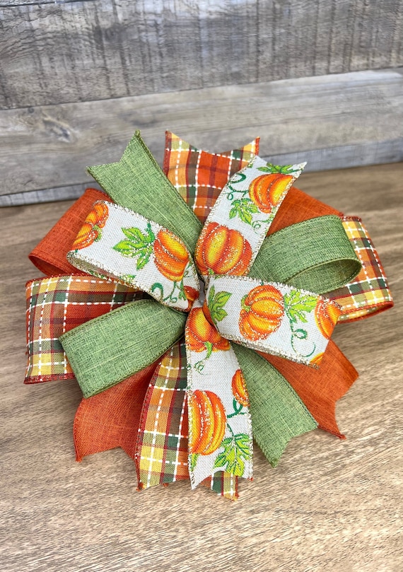 Fall Lantern Bow, Pumpkin Bow, Autumn Bow, Fall Wreath, Halloween Bow, Thanksgiving bow,Harvest Bow, Farmhouse wreath,Wreath Embellishment