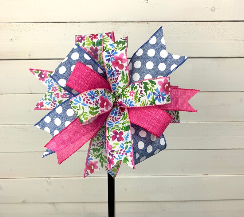 Pink Lantern Bow Flower Lantern Bow Easter Gift Bow Farmhouse Bow,Floral Bow,Spring Wreath Bow,Summer Bow Summer Bow Spring Lantern Bow