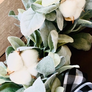 Farmhouse Cotton Wreath, Lambs Ear Front Door Wreath, Cotton Boll ...