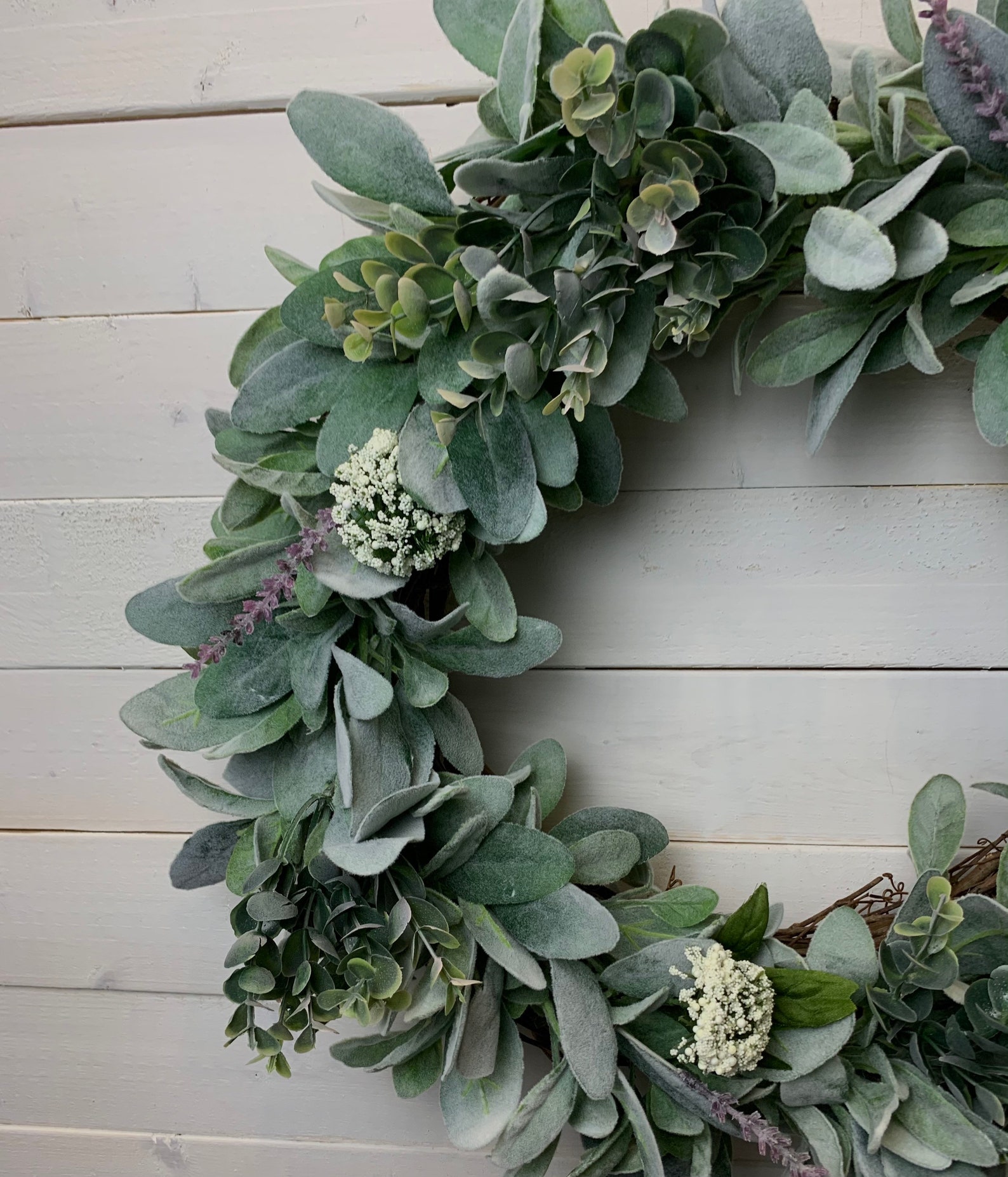Every Day Wreath Lambs Ear Eucalyptus Wreath Front Door Etsy