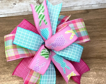 Easter Spring Bow, Easter Bunny Lantern Bow,Easter Basket Bow,Pastel Bow,Farmhouse Bow,Pink Lantern Bow,Spring Wreath Bow, Easter Decoration