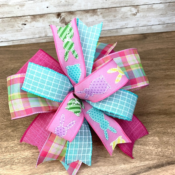 Easter Spring Bow, Easter Bunny Lantern Bow,Easter Basket Bow,Pastel Bow,Farmhouse Bow,Pink Lantern Bow,Spring Wreath Bow, Easter Decoration