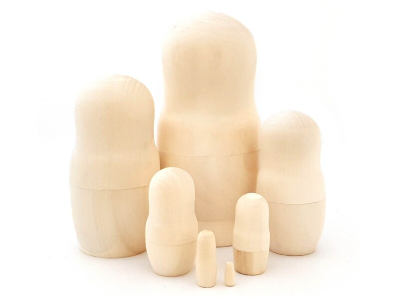 Blank Nesting Dolls 7 18cm 7 Pieces Set Unpainted Etsy