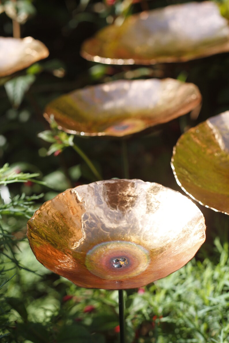 Copper Poppy Garden Ornament Etsy