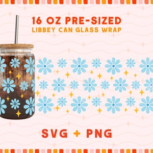 Blumen Svg für 16oz Libbey Glas kanne, Libbey Glas Tasse Svg, Glas Tasse Svg, Kaffeetasse Svg, Libbey Can Glass Wrap Svg, Bierdose Glas Svg