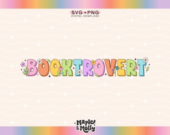 Booktrovert Svg Lectura Png Bookish Book Lover BookTok Bookworm Audiolibro Regalo para Profesor Bibliotecario Literatura Smut Sublimación Diseño