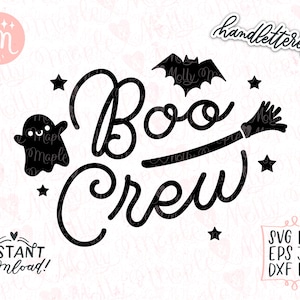 Halloween Svg, Boo Crew Svg, Uroczy duch Svg, Halloween DIY Svg, Upiorny plik do cięcia, Dziecięcy Halloween Svg Cricut Silhouette, Nietoperz Svg, Wiedźma Svg
