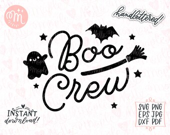 Halloween Svg, Boo Crew Svg, Cute Ghost Svg, Halloween DIY Svg, Spooky Cut File, Kids Halloween Svg Cricut Silhouette, Bat Svg, Witch Svg