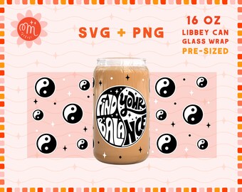Yin Yang Svg for 16oz Libbey Glass Can, Libbey Glass Cup Svg, Glass Cup Svg, Coffee Cup Svg, Libbey Can Glass Wrap Svg, Beer Can Glass Svg