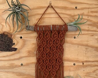 Groovy Rust Colored Macrame Wall Hanging