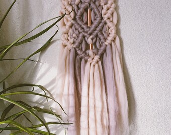 Medium Copper Beaded Macrame Wallhanging