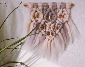 Medium Copper Beaded Macrame Wall Hanging